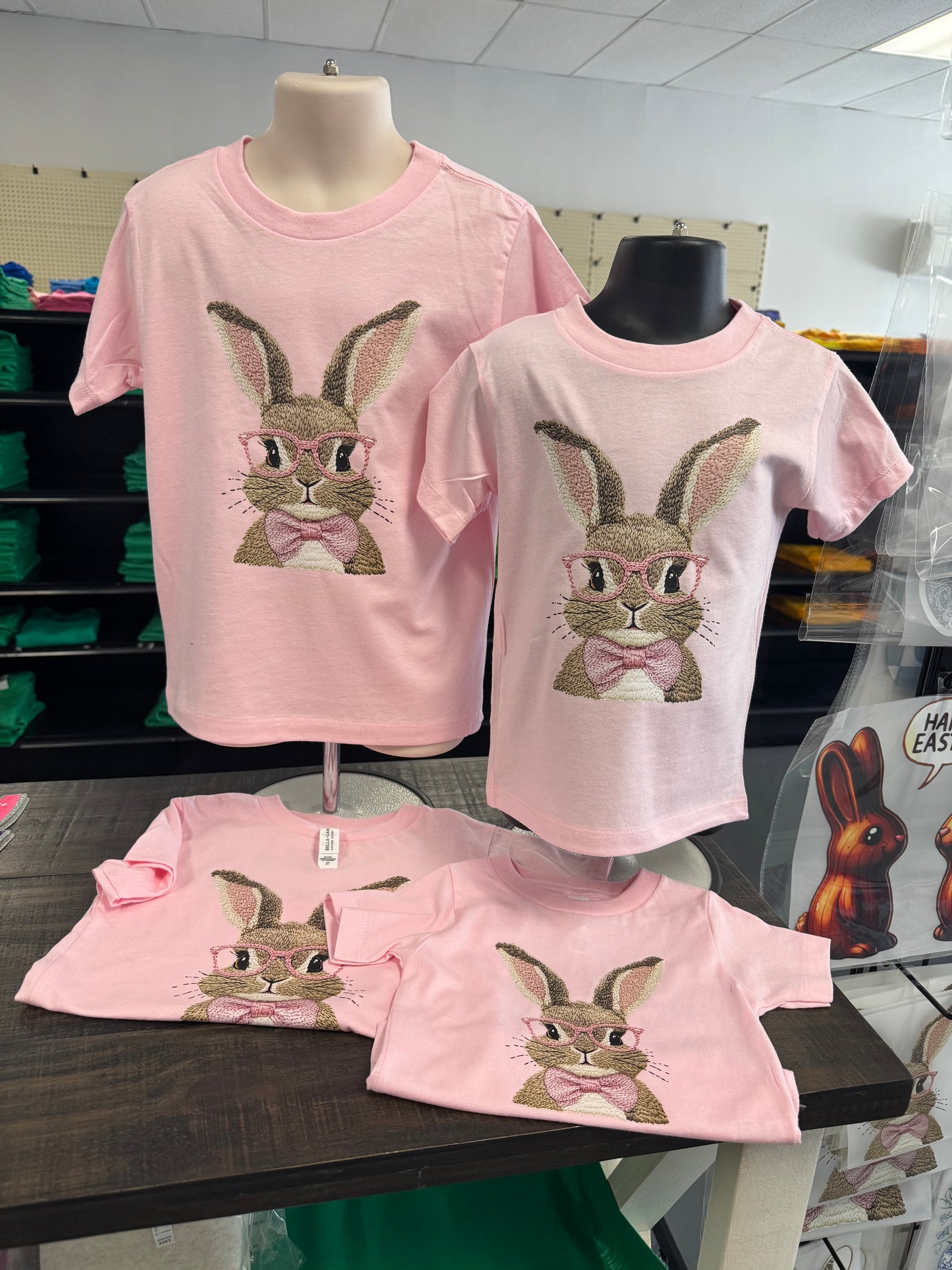 Pink Faux Embroidery Bunny