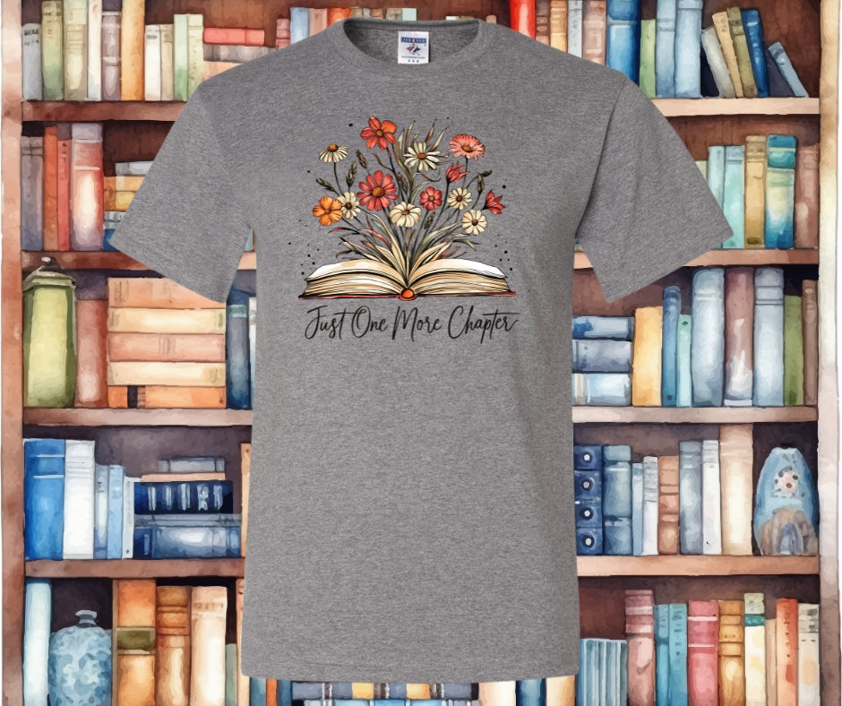 Just One More Chapter Floral Book (Black Text) Graphic Tee
