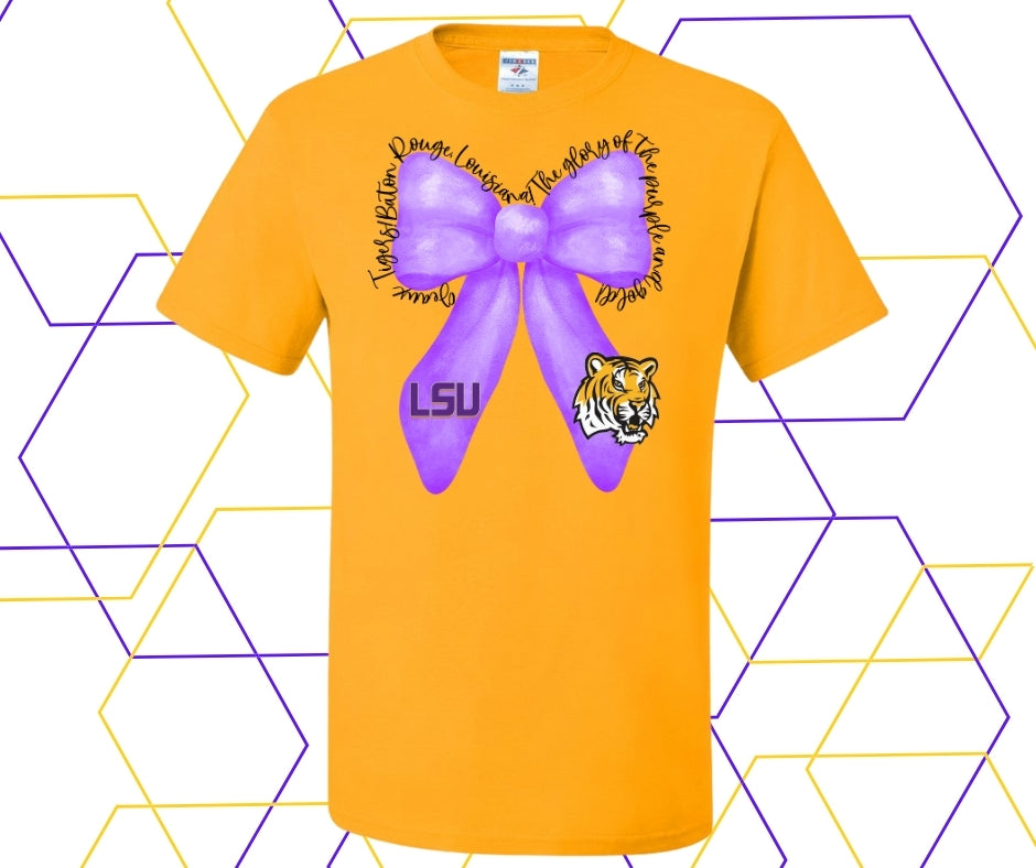 Tigers Script Coquette Bow Graphic Tee