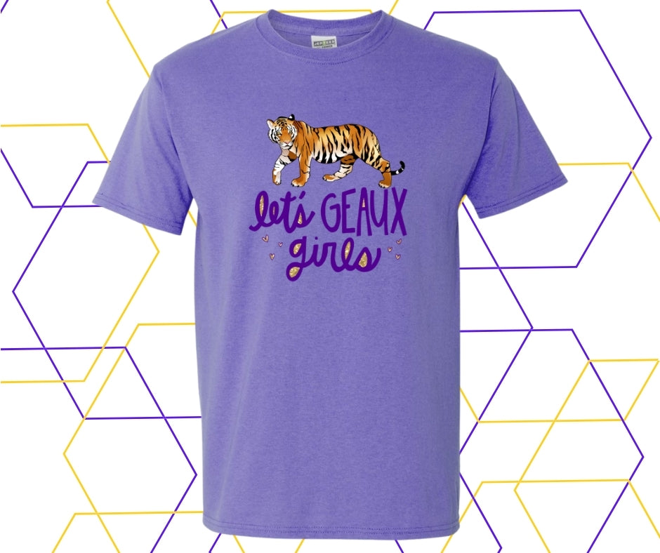 Purple/Gold Tiger Let's Geaux Girls Graphic Tee
