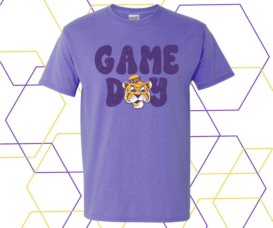 Game Day Tiger Mascot Throwback Graphic Tee