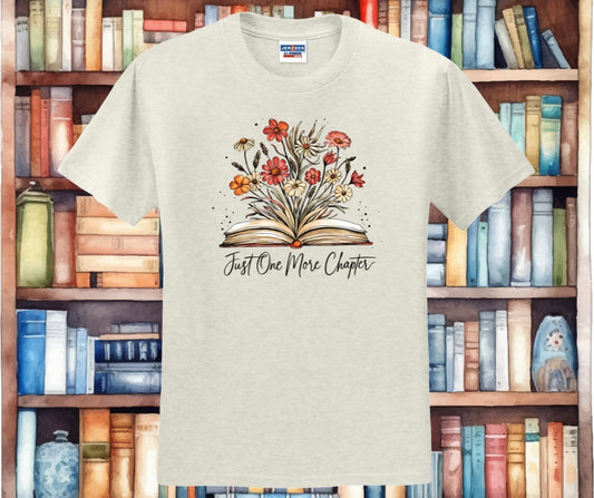 Just One More Chapter Floral Book (Black Text) Graphic Tee