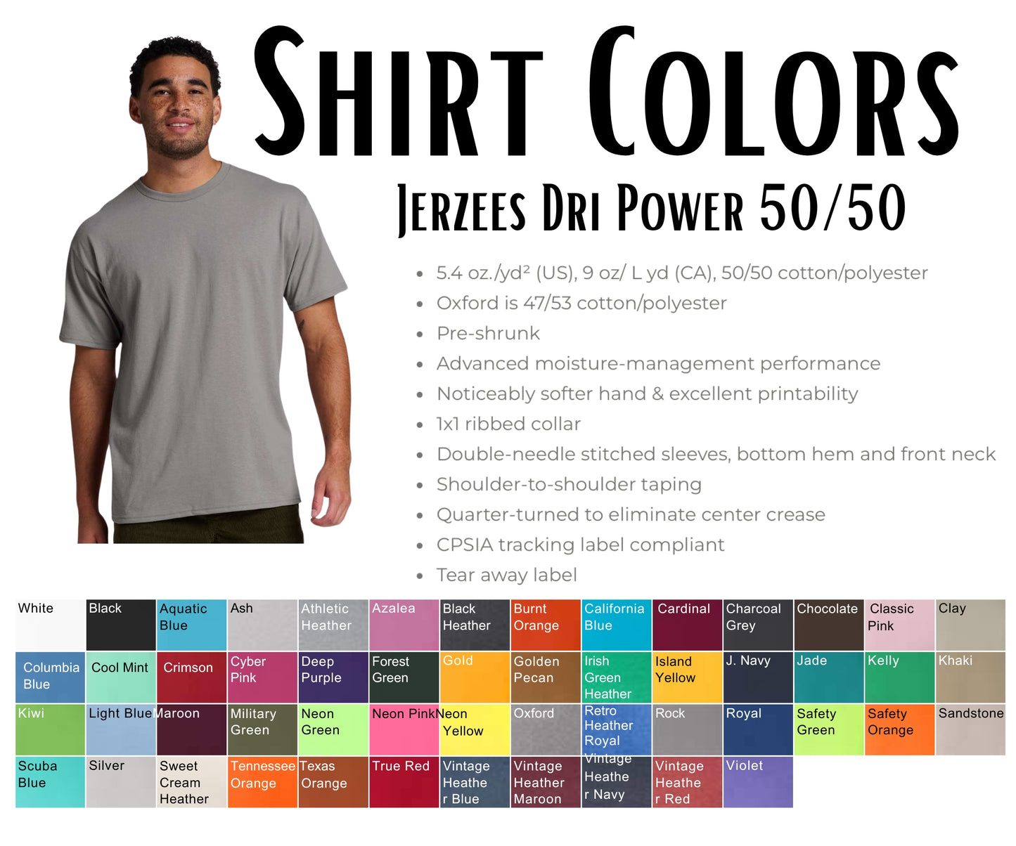 Adult Jerzee Dri Power 50/50 Blend