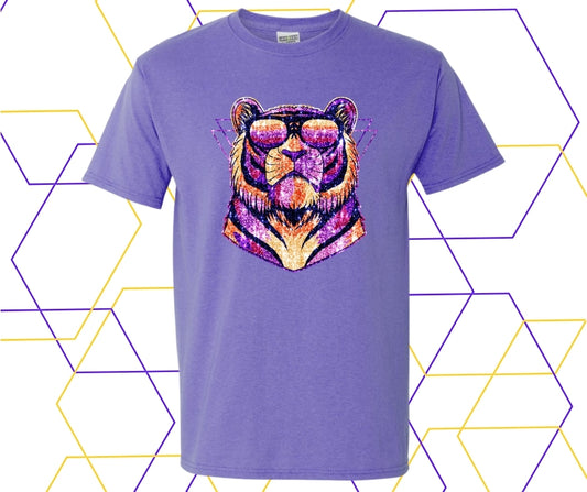 Retro Tiger Faux Rhinestone Graphic Tee