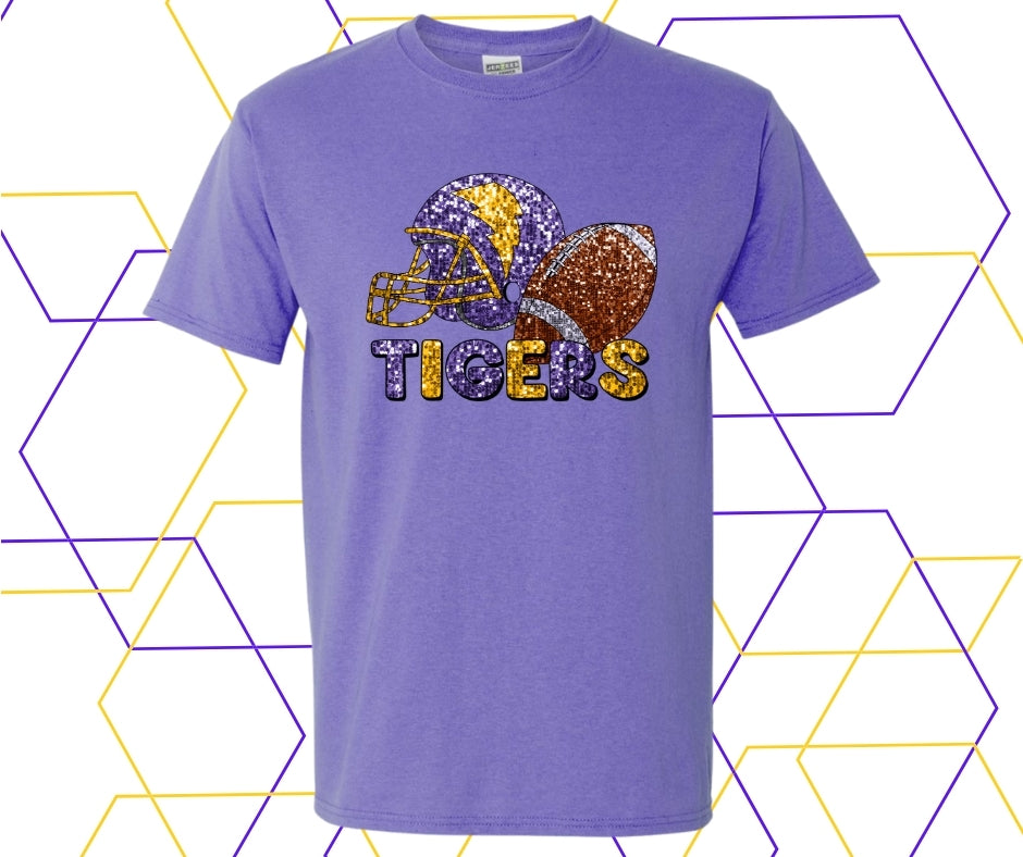 Tigers Faux Rhinestone Football Graphic Tee