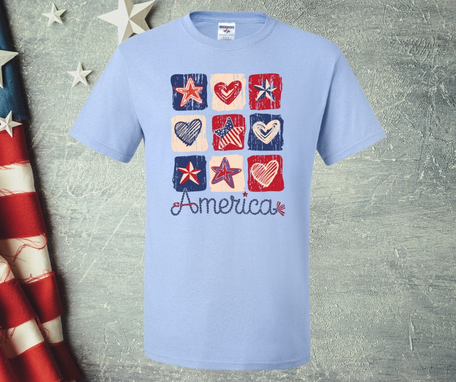 Distressed America Patchwork Graphic Tee