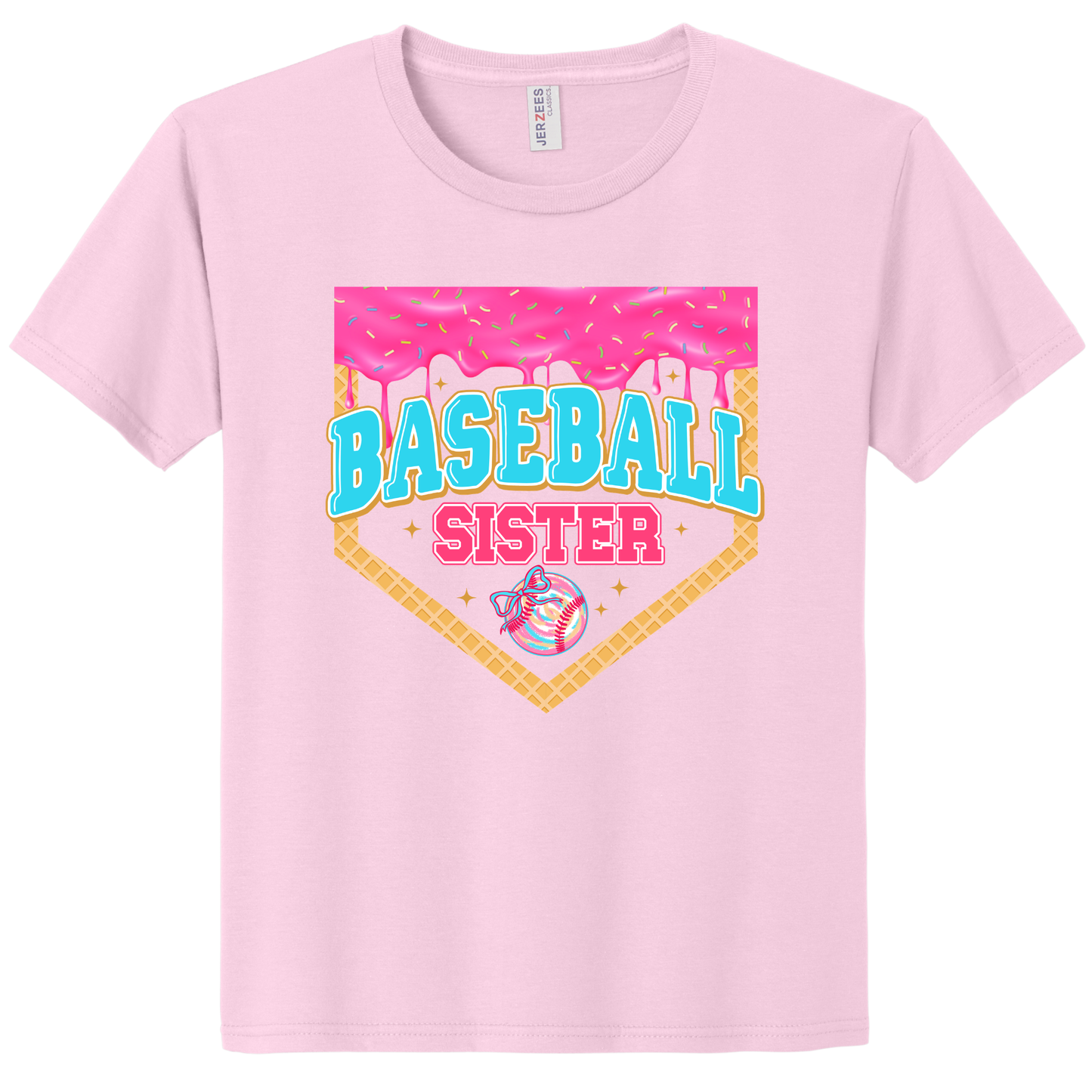 Sister Baseball Drip Girly Tee