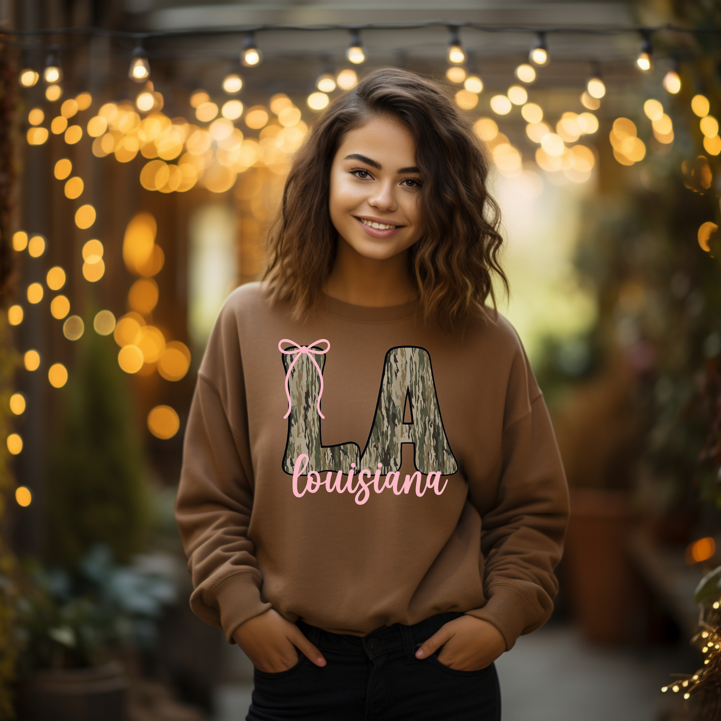 Customizable Bottom Land Camo Coquette Sweat