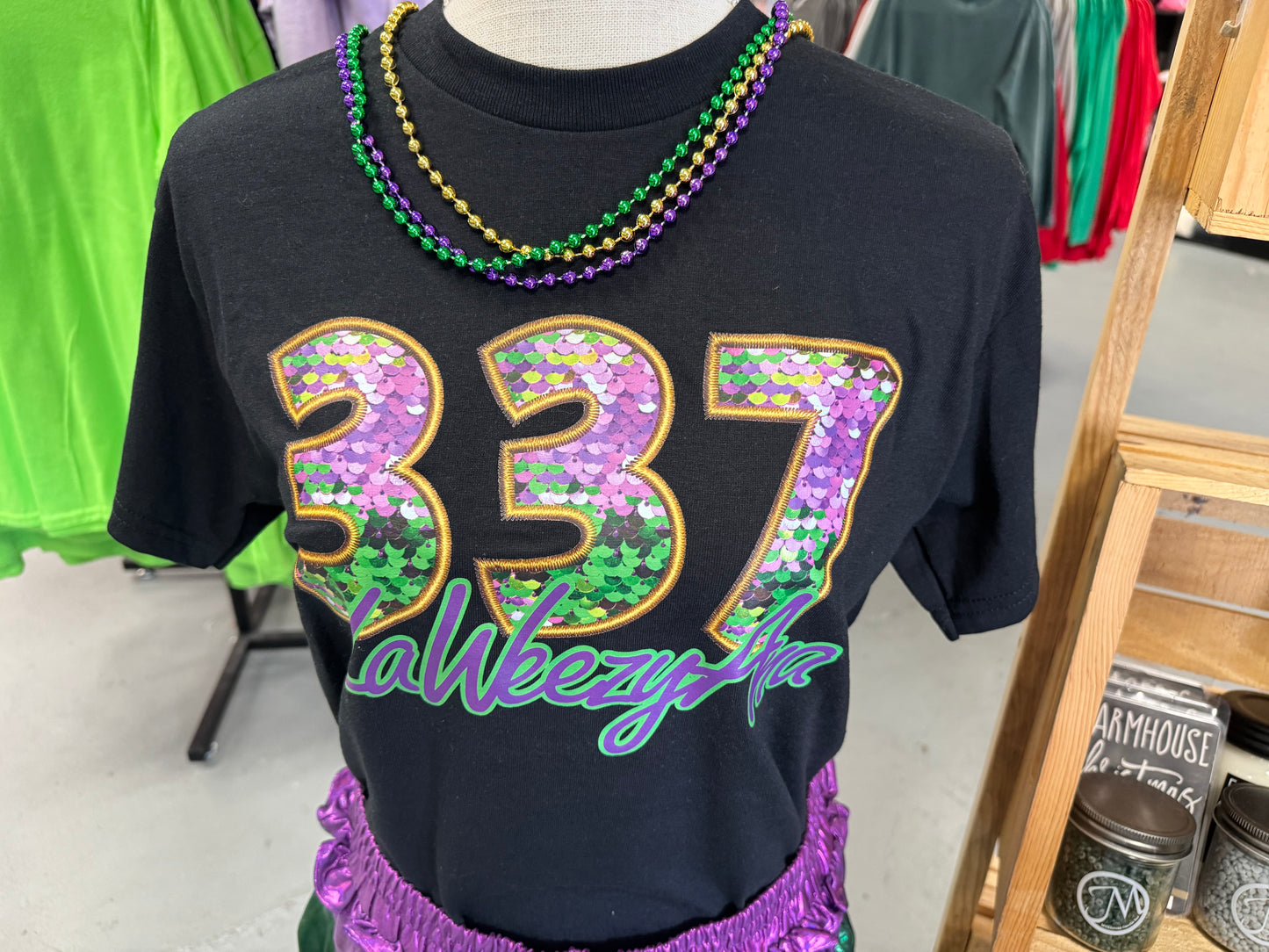 337 Faux Sequin LaWeezyAna tee
