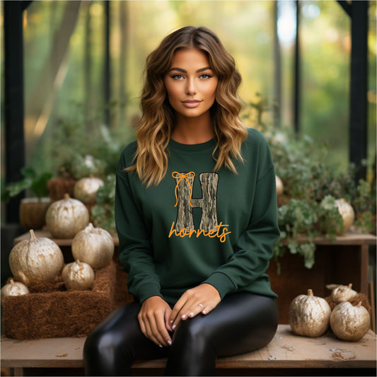 Customizable Bottom Land Camo Coquette School Sweat