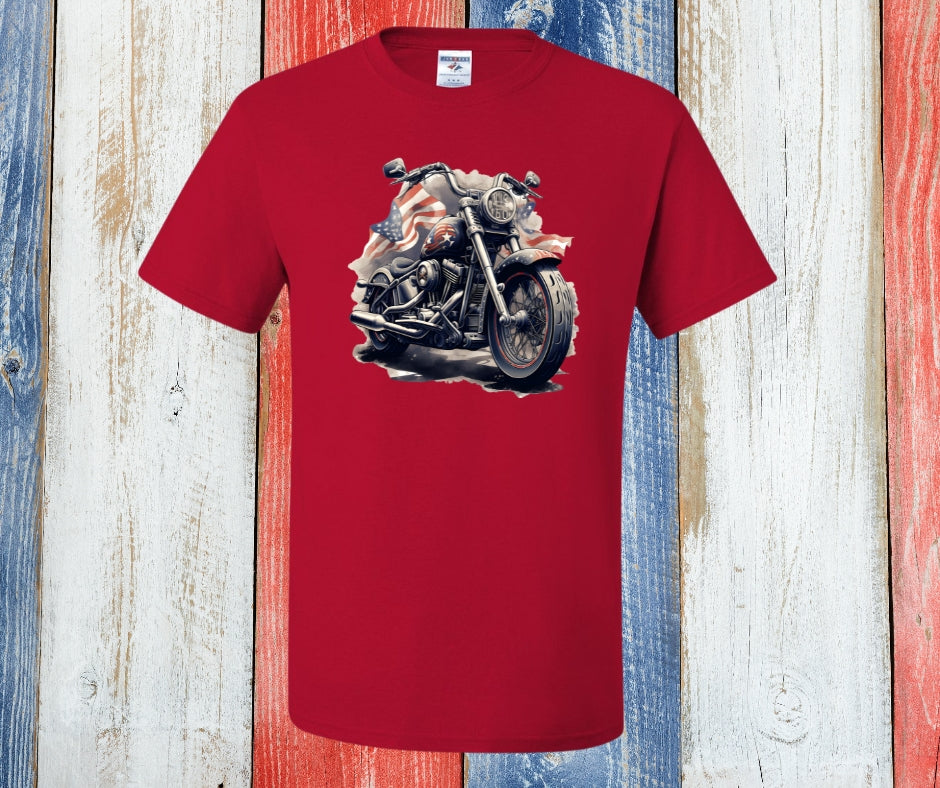 American Flag Motorcycle Graphic Tee