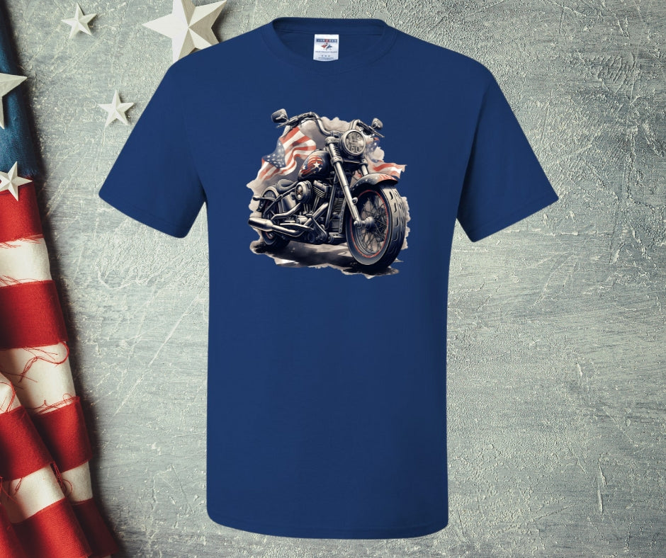 American Flag Motorcycle Graphic Tee