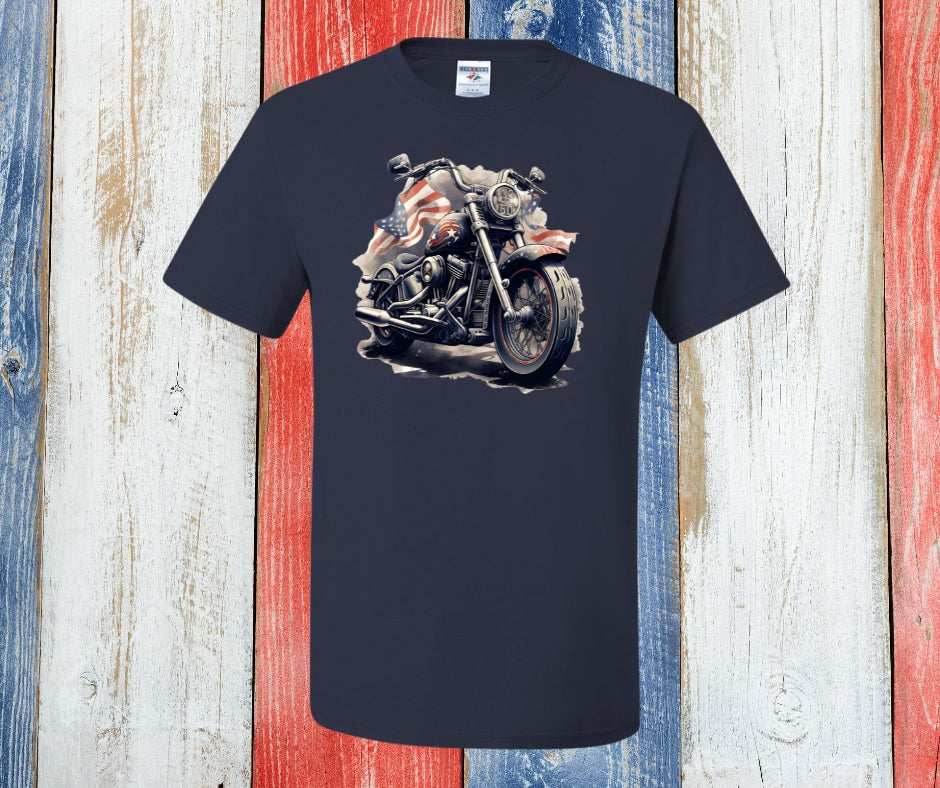 American Flag Motorcycle Graphic Tee