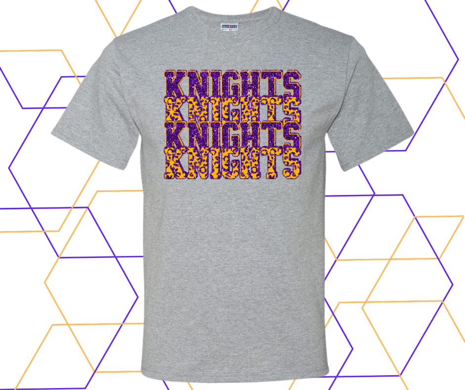 Knights Faux Glitter Stacked Graphic Tee