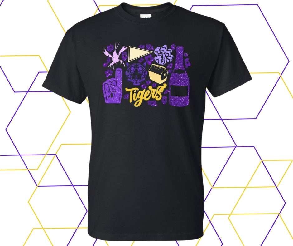 Tigers Faux Glitter Collage Graphic Tee