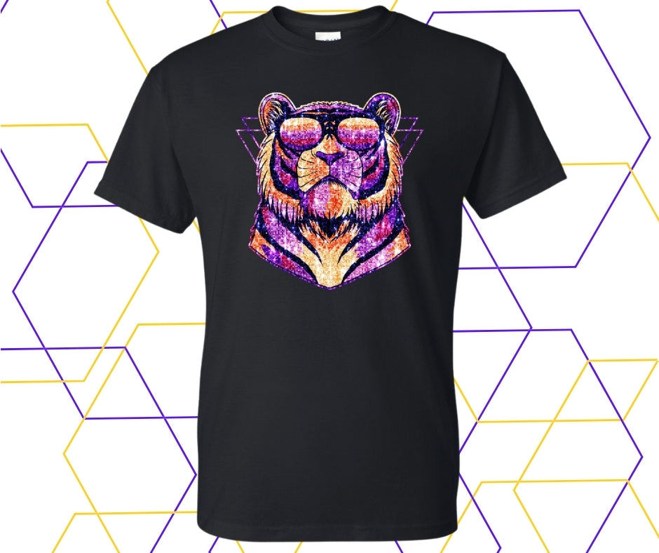 Retro Tiger Faux Rhinestone Graphic Tee