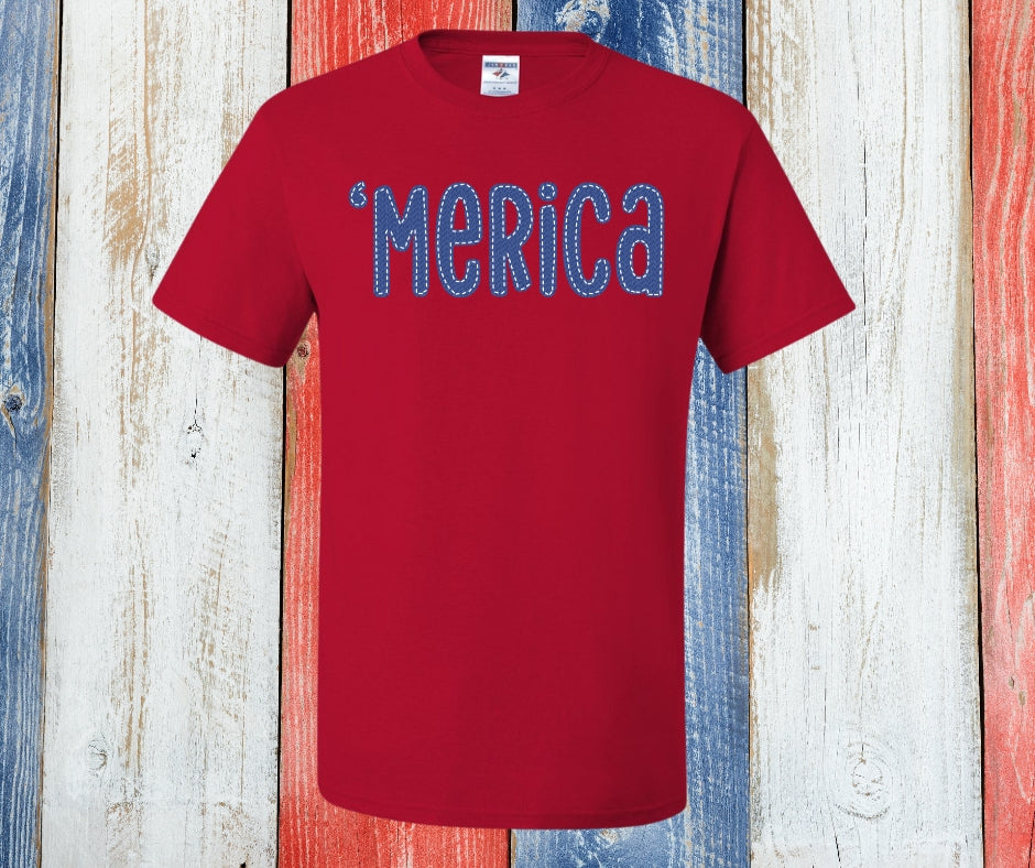 'Merica Faux Quilt Graphic Tee