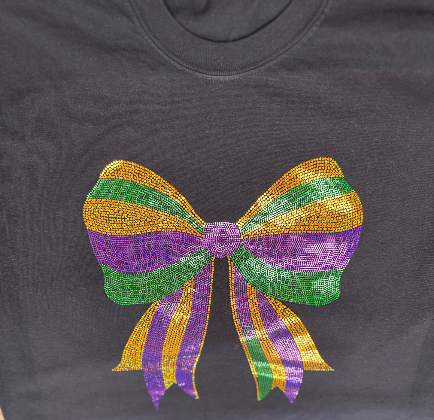 Blingy Mardi Gras Bow Tee