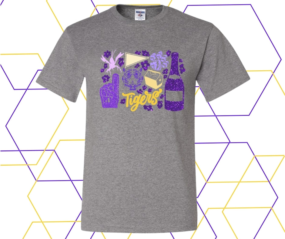 Tigers Faux Glitter Collage Graphic Tee