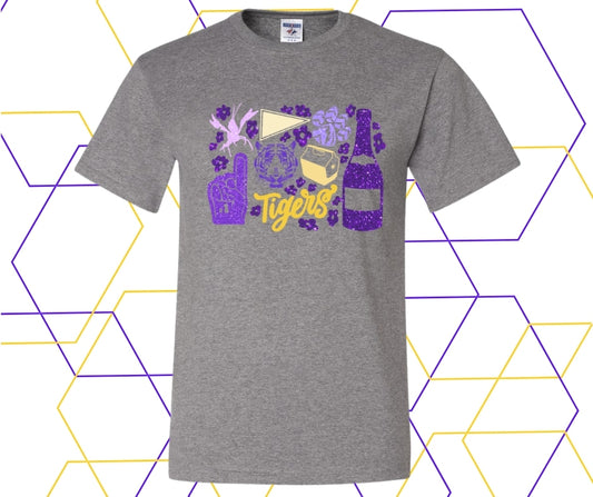 Tigers Faux Glitter Collage Graphic Tee