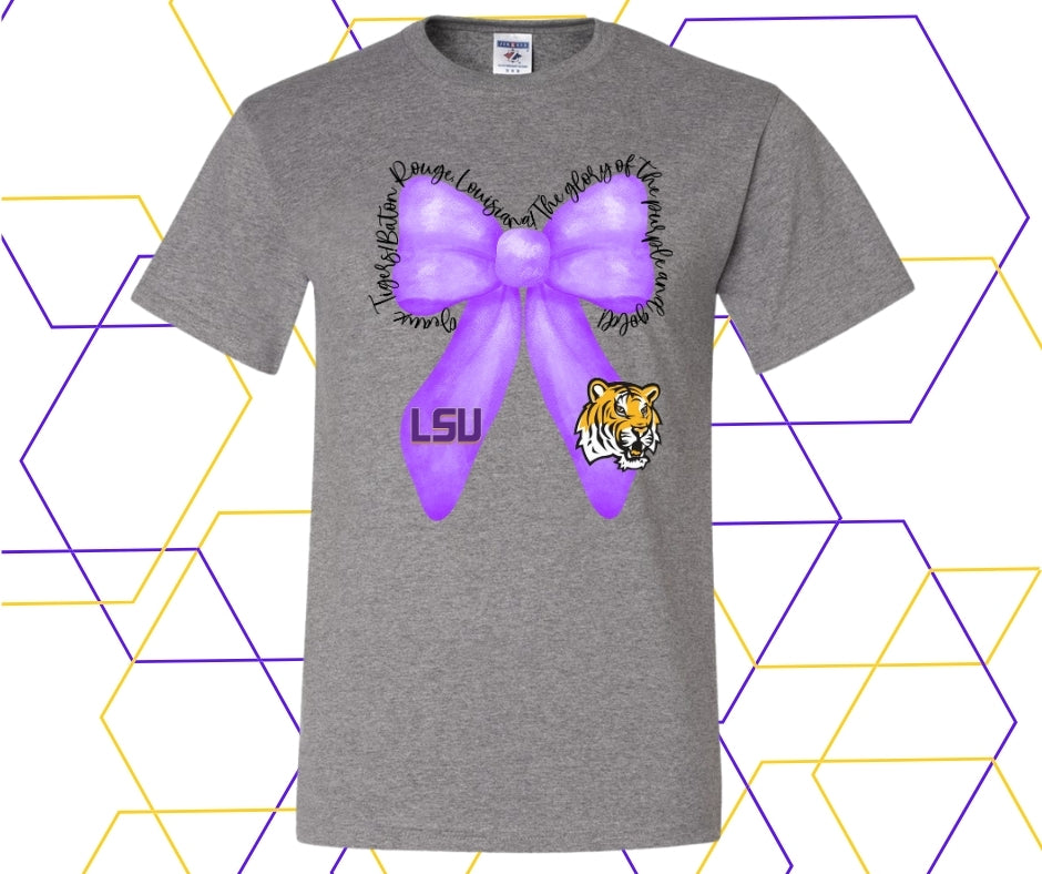 Tigers Script Coquette Bow Graphic Tee