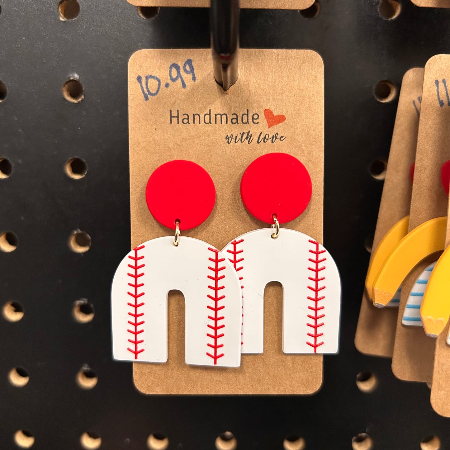 Baseball rainbow earrings