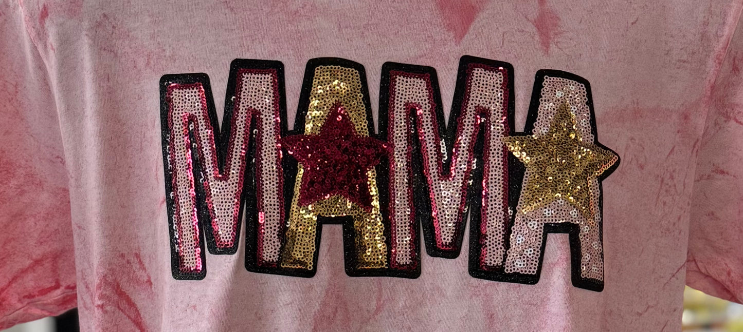 Mama Sequin Pink Tee