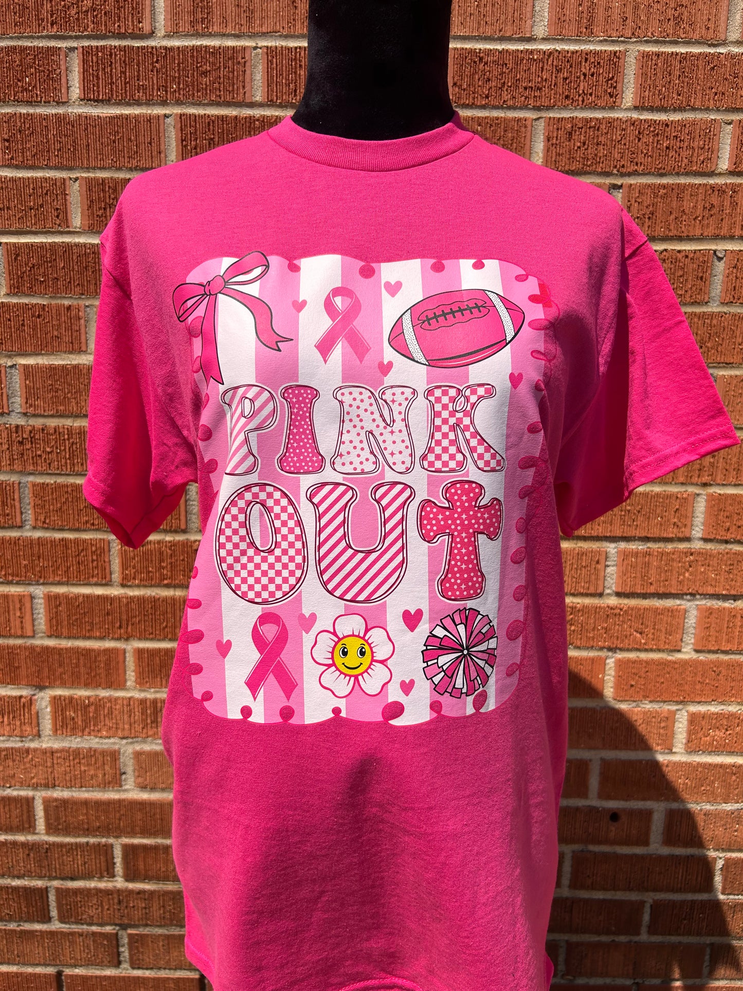 Pink Out Retro Football Graphic Tee