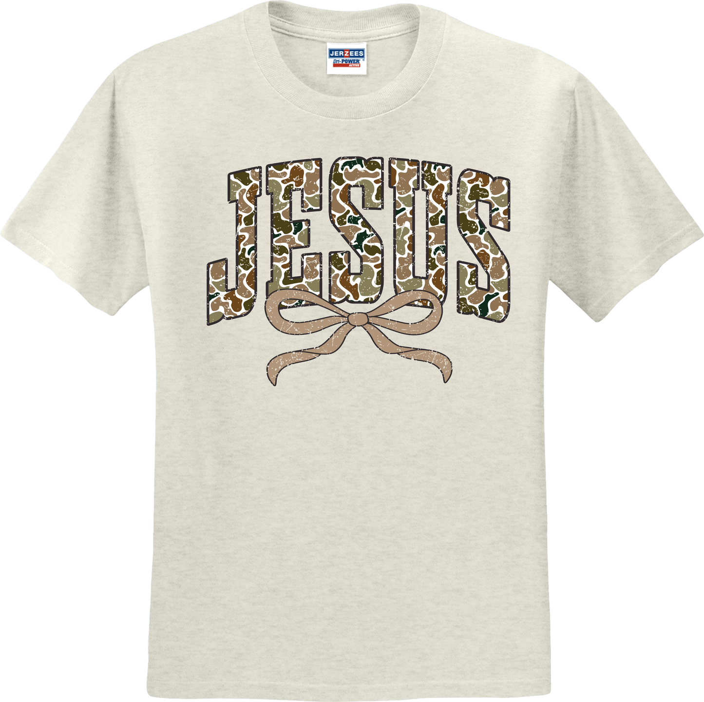 Jesus Distressed Camo Coquette