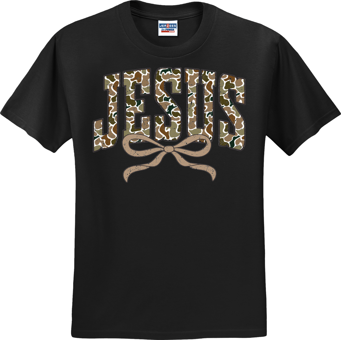 Jesus Distressed Camo Coquette
