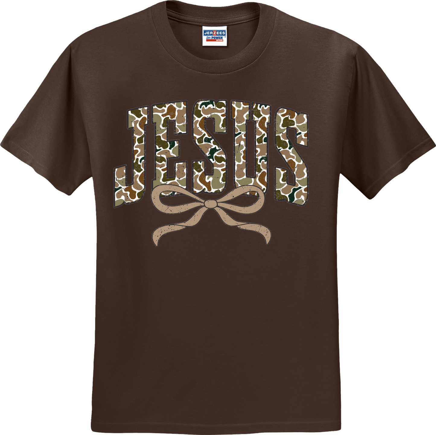 Jesus Distressed Camo Coquette