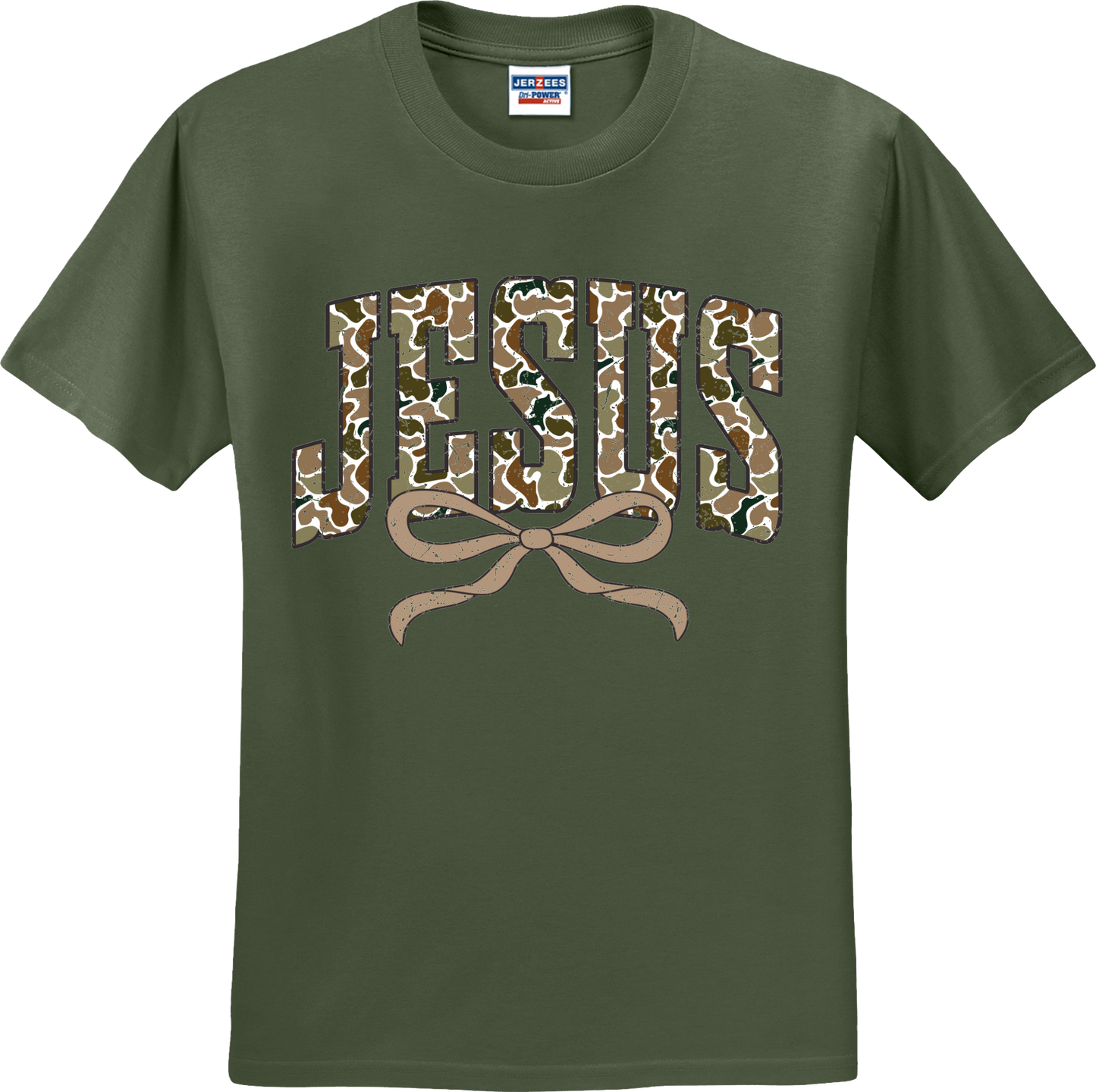 Jesus Distressed Camo Coquette