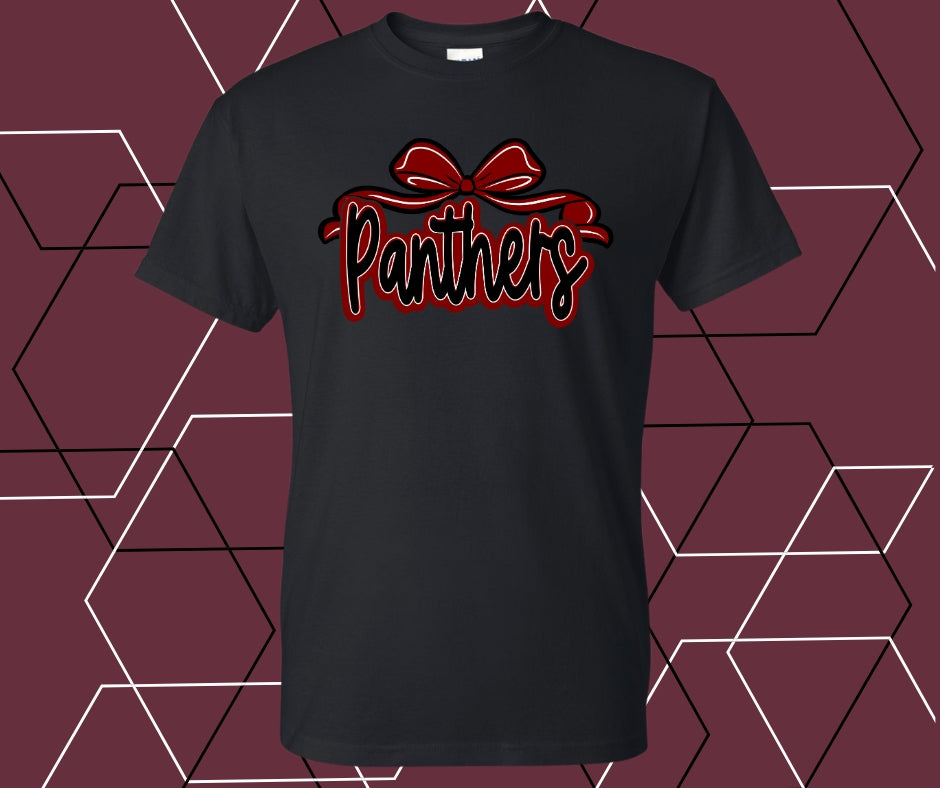 Panthers Coquette Bow Script Graphic Tee