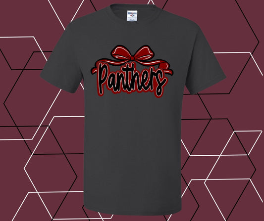 Panthers Coquette Bow Script Graphic Tee