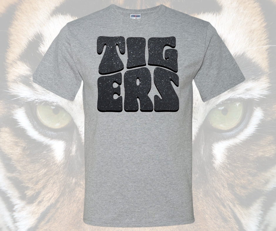 Tigers Faux Glitter Block Graphic Tee