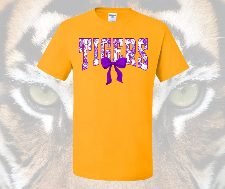 Purple Design Tigers Coquette-Gold Tee