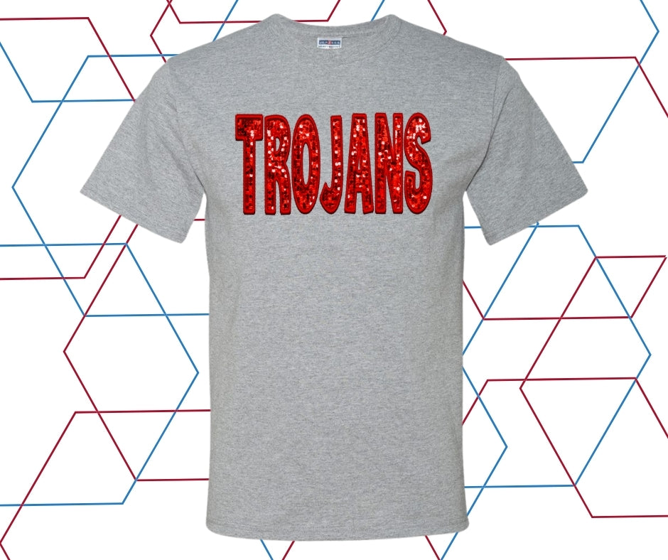 Trojans Faux Sequin Bow Graphic Tee