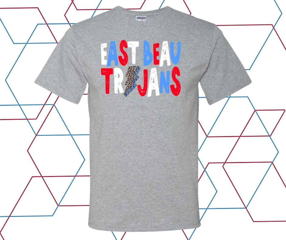 Trojans Distressed Leopard Lightning Bolt Graphic Tee