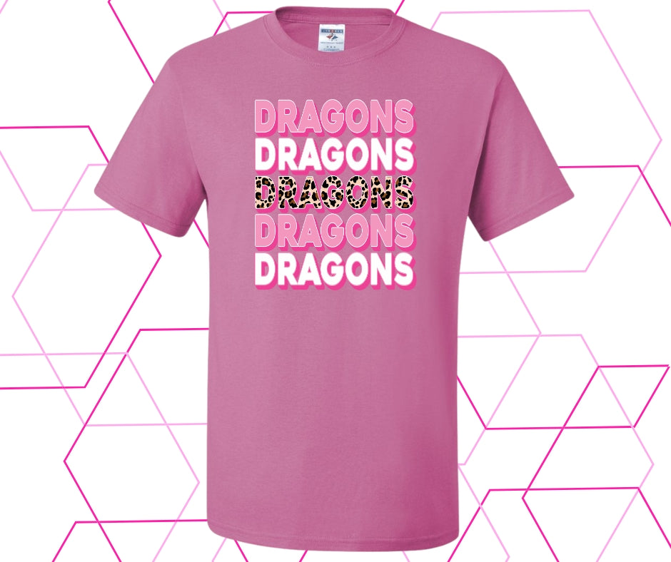 Dragons Pink Out Leopard Stack Graphic Tee