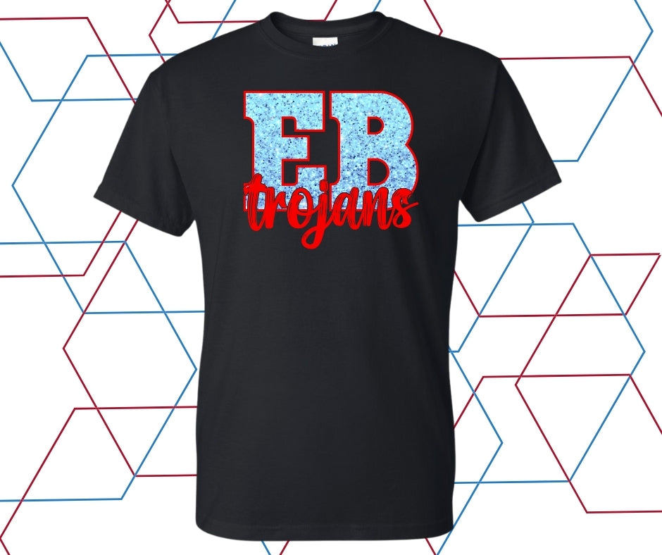 EB Trojans Faux Glitter Block Graphic Tee
