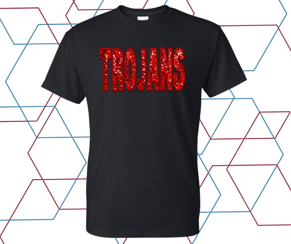 Trojans Faux Sequin Bow Graphic Tee