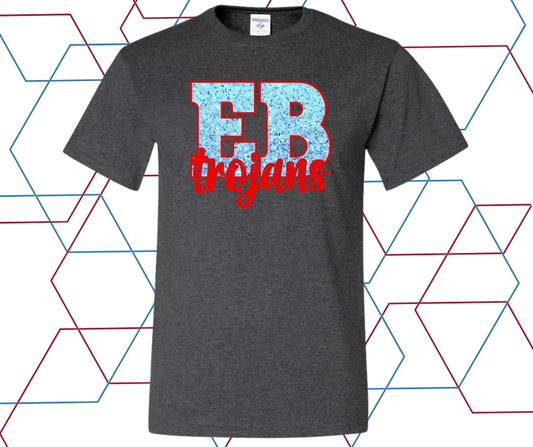 EB Trojans Faux Glitter Block Graphic Tee