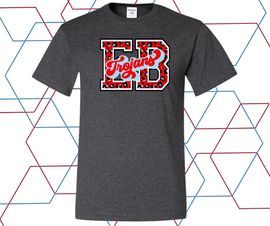 EB Trojans Leopard Block Stacked Graphic Tee
