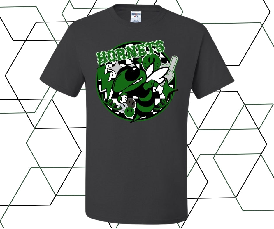 Hornets Retro Checkered Clipart Graphic Tee