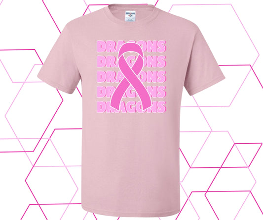 Dragons Pink Out Stacked Solid Ribbon Graphic Tee