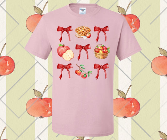 Red Bow Apple Collage Graphic Tee