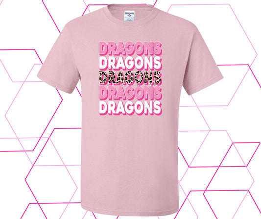 Dragons Pink Out Leopard Stack Graphic Tee