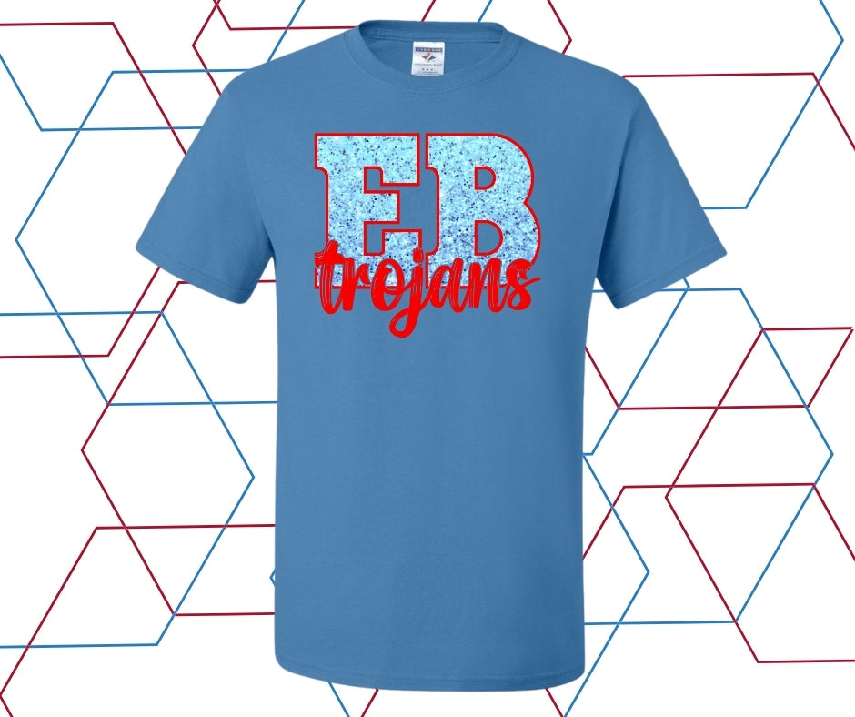 EB Trojans Faux Glitter Block Graphic Tee