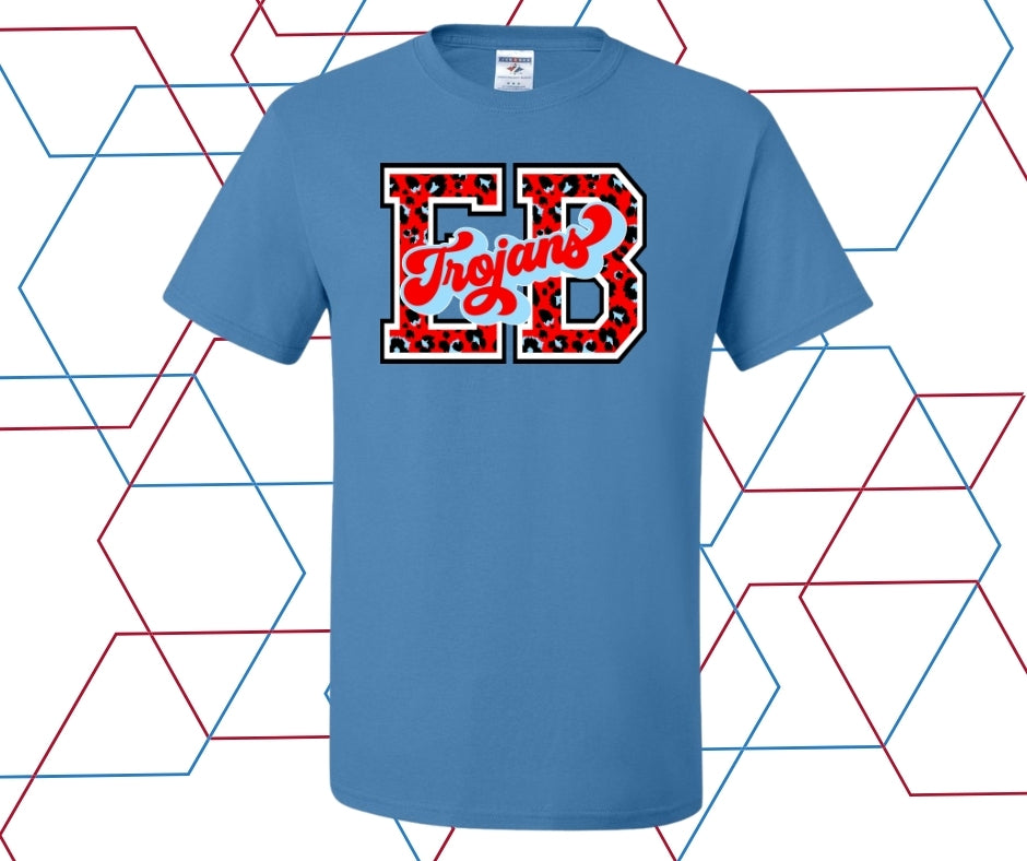 EB Trojans Leopard Block Stacked Graphic Tee
