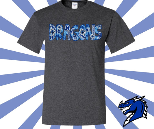Dragons Blue Doodle Graphic Tee
